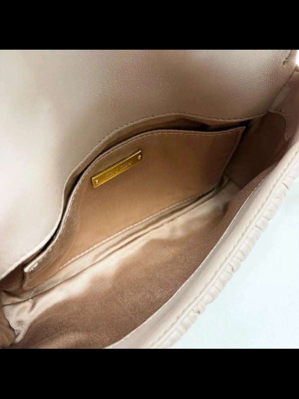 Miu Miu Quilted Matelassé Leather Crossbody in Taupe